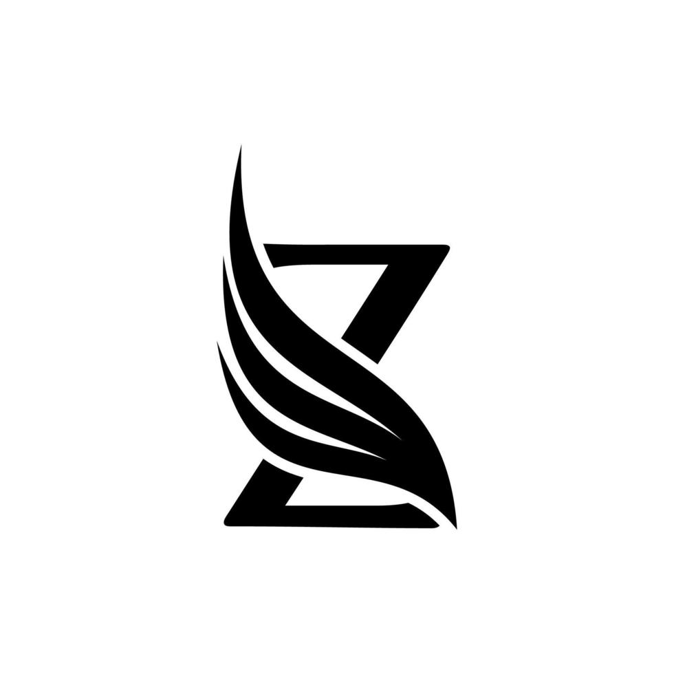 logotipo de la letra inicial z y elemento de diseño de las alas del símbolo de las alas, icono del logotipo de la letra inicial c, plantilla de logotipo inicial vector
