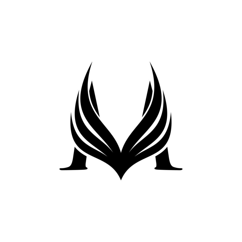 Initial letter m logo and wings symbol Wings design element, initial Letter C logo Icon, Initial Logo Template vector