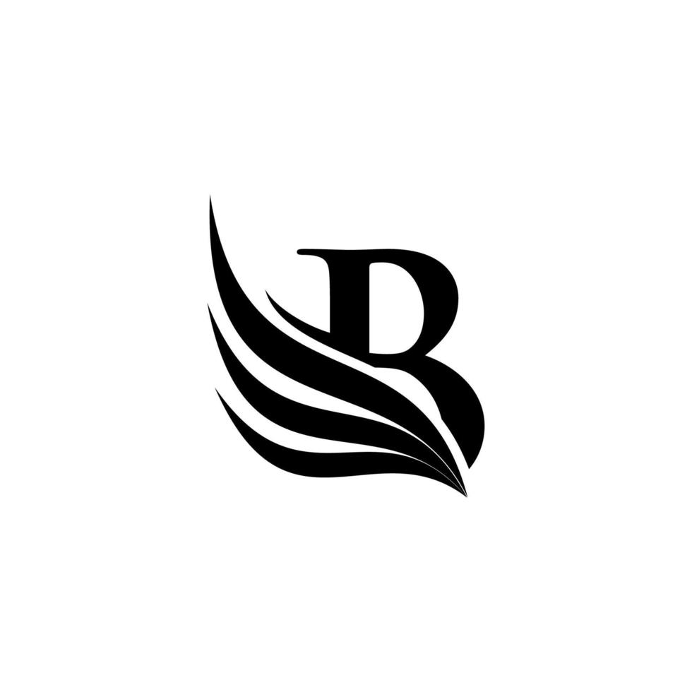 logotipo inicial de la letra b y símbolo de alas. elemento de diseño de alas, icono del logotipo de la letra inicial b, silueta del logotipo inicial b vector