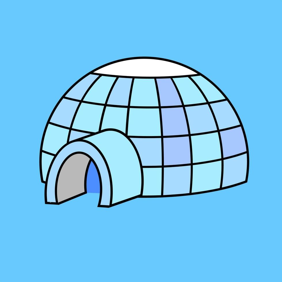 Cute igloo vector with outline