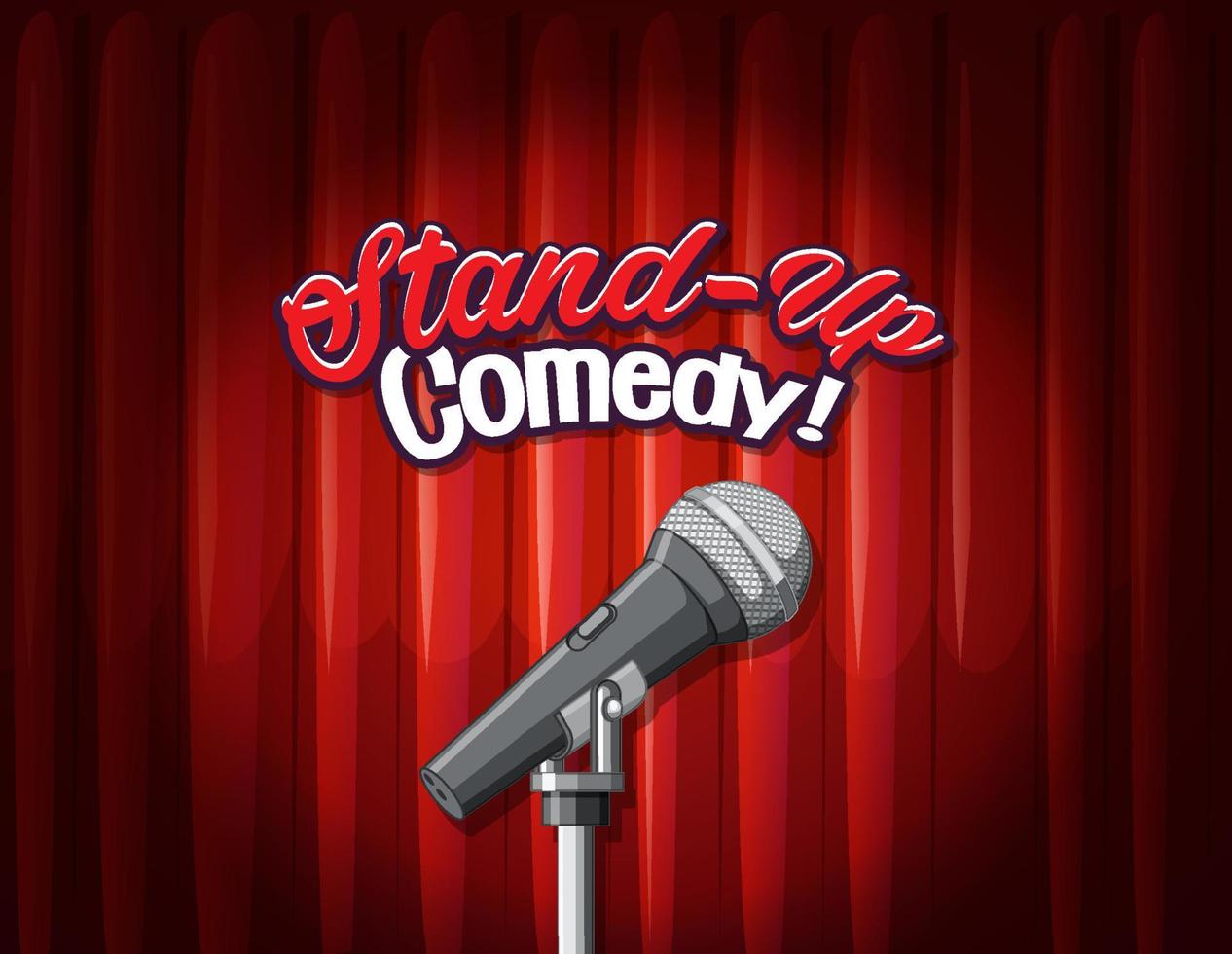 Stand up comedy banner con fondo de cortinas rojas vector