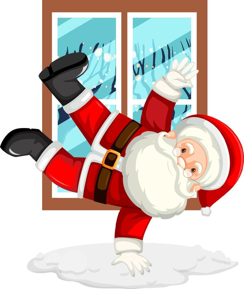 santa claus dando vueltas por la ventana vector