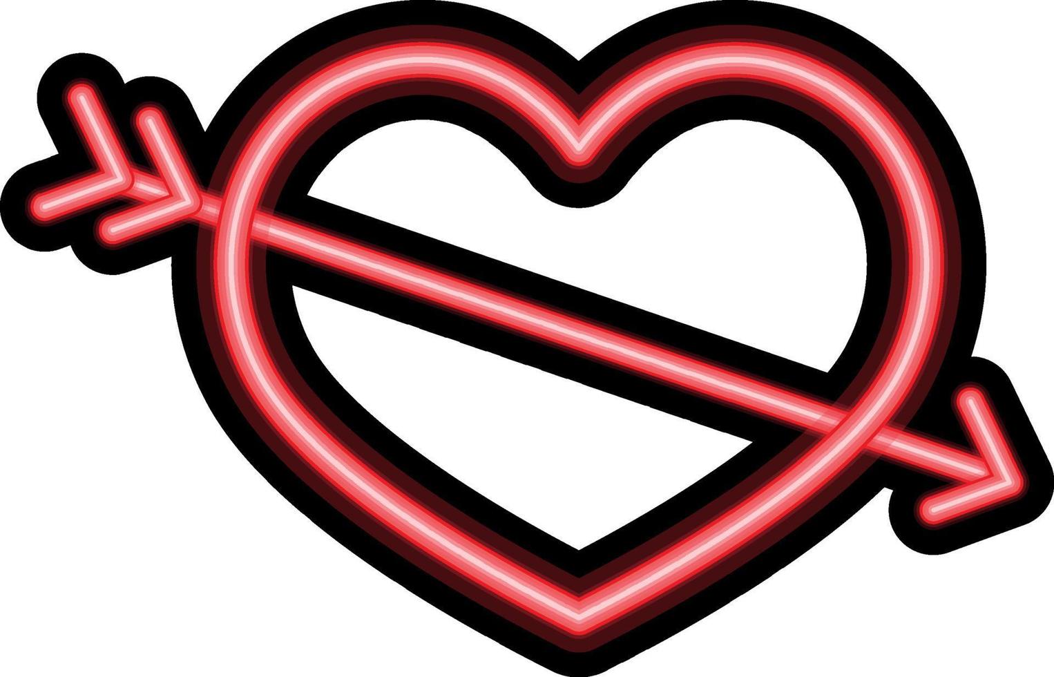 Heart with arrow neon light on white background vector