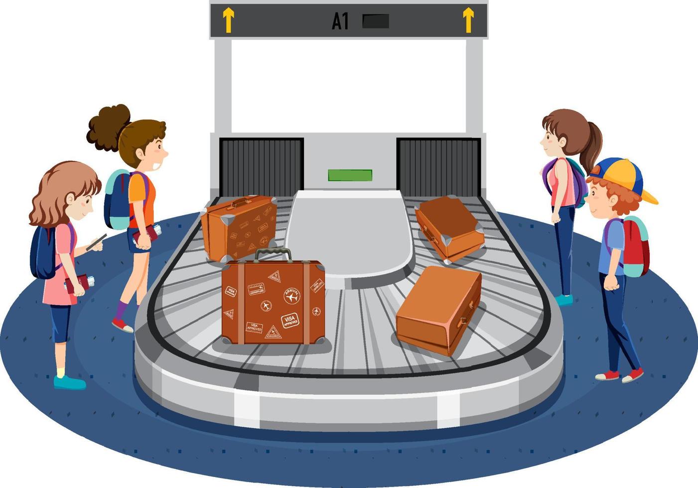 Arrival passengers waiting for their luggages vector