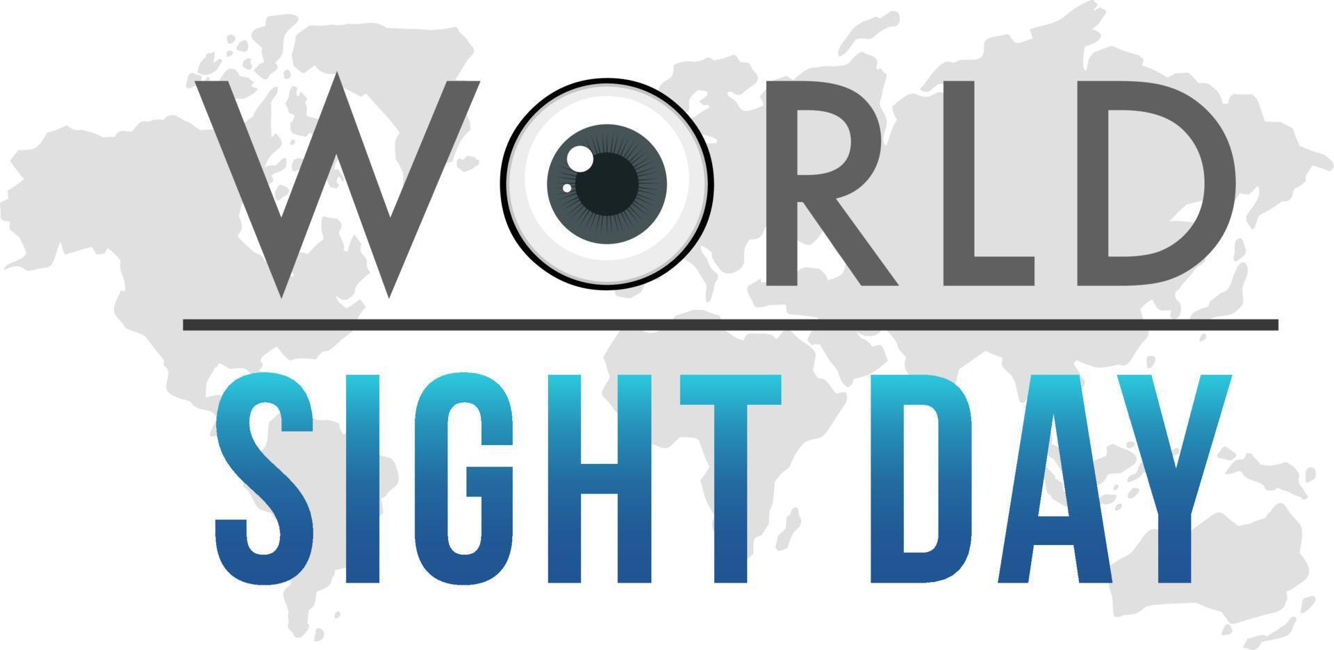 World Sight Day word logo on silhouette world map vector