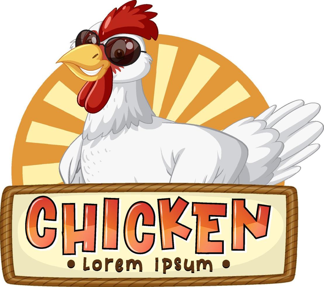 Farm chicken cartoon character logo vector