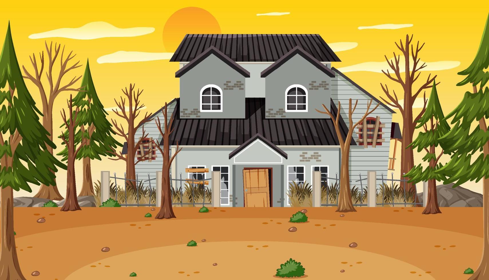 Scene with abandoned house at daytime vector