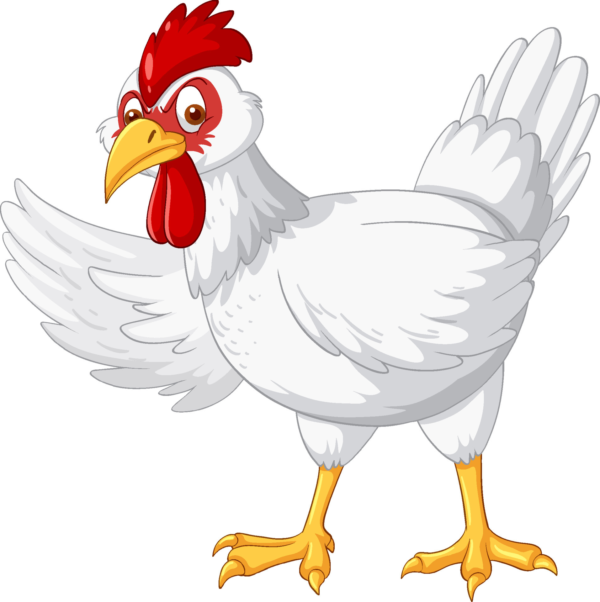 A white chicken cartoon character 5925489 Vector Art at Vecteezy