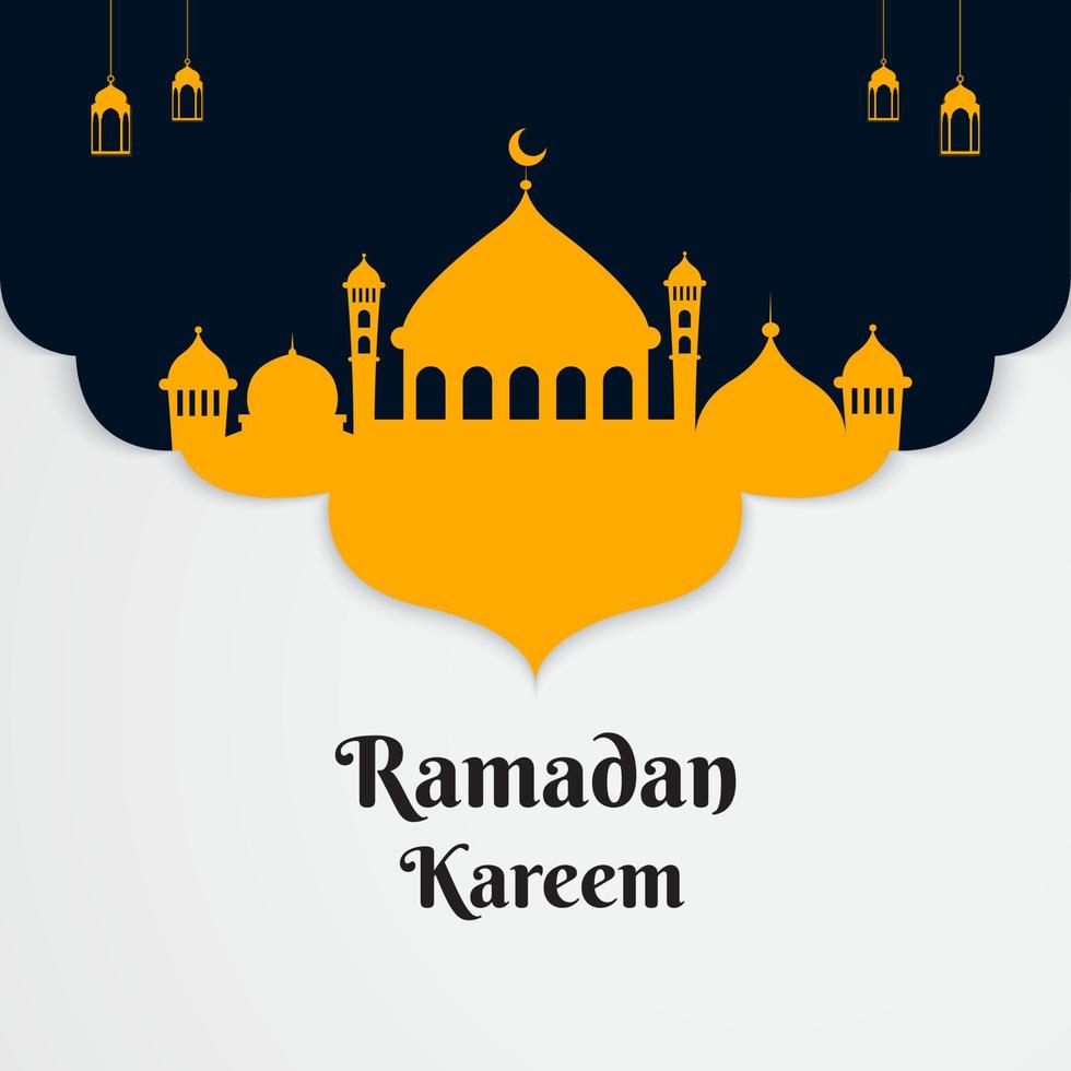 Modern Islamic background. Ramadan kareem abstract vector illustration with mosque silhouette and lantern
