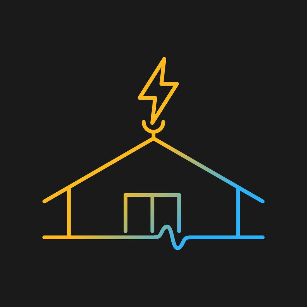 Lightning rod gradient vector icon for dark theme. Protecting buildings from lightning strike damage. Prevent fire risk. Thin line color symbol. Modern style pictogram. Vector isolated outline drawing