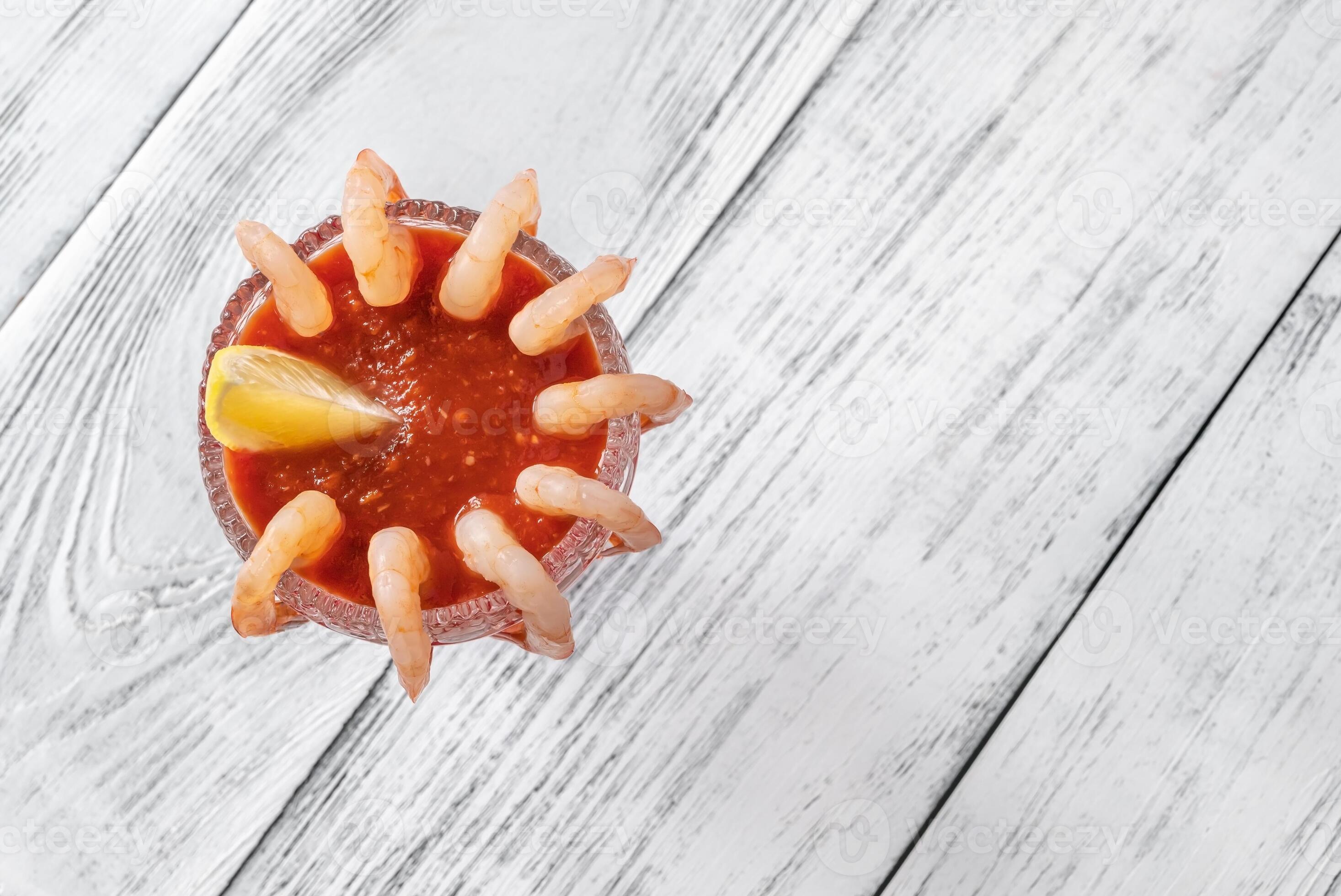 Shrimp Cocktail flat lay 5926393 Stock Photo at Vecteezy