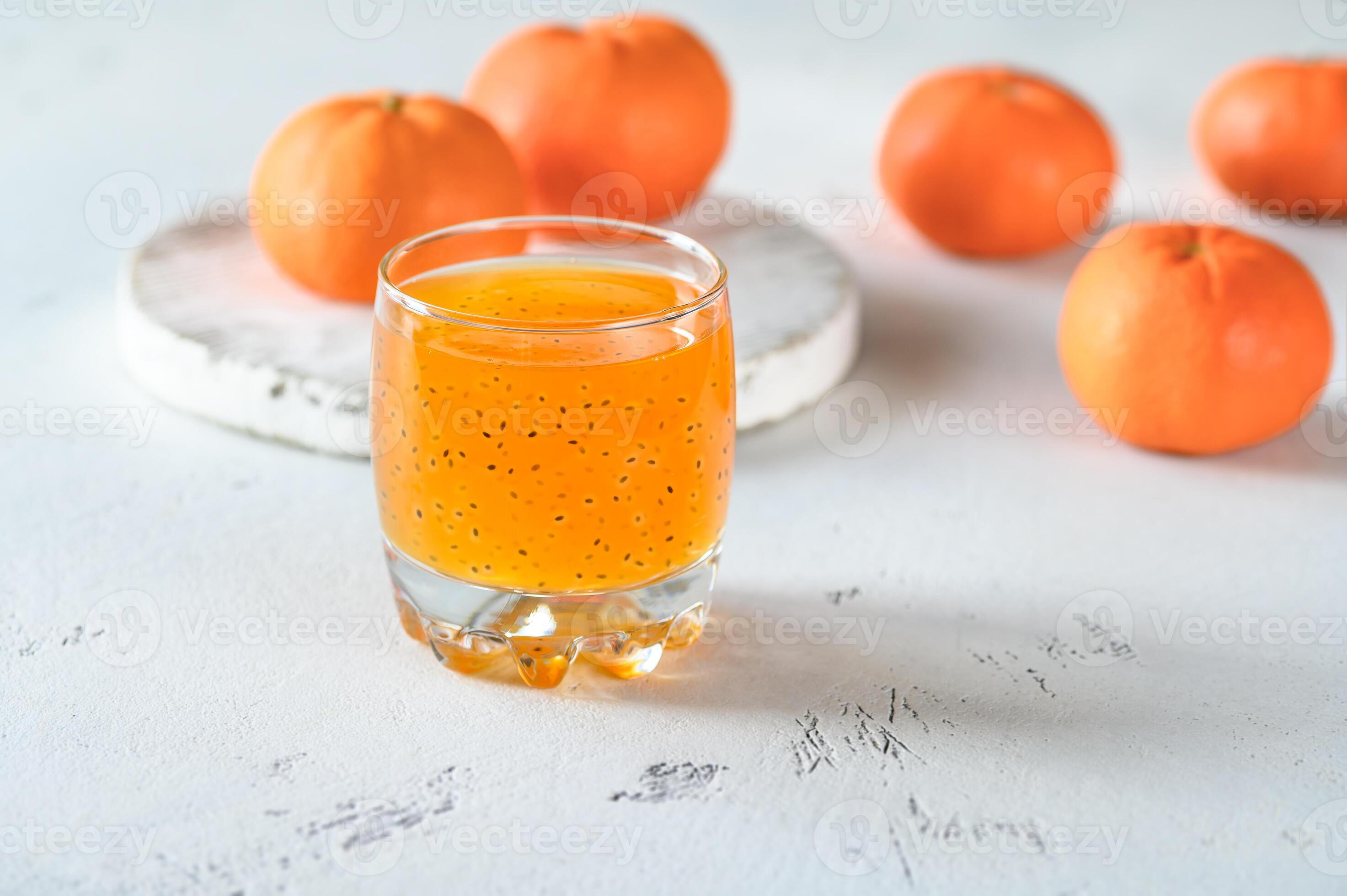 Orange juice with basil seeds 5926465 Stock Photo at Vecteezy