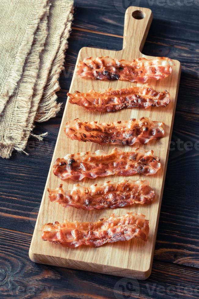 Fried bacon strips photo