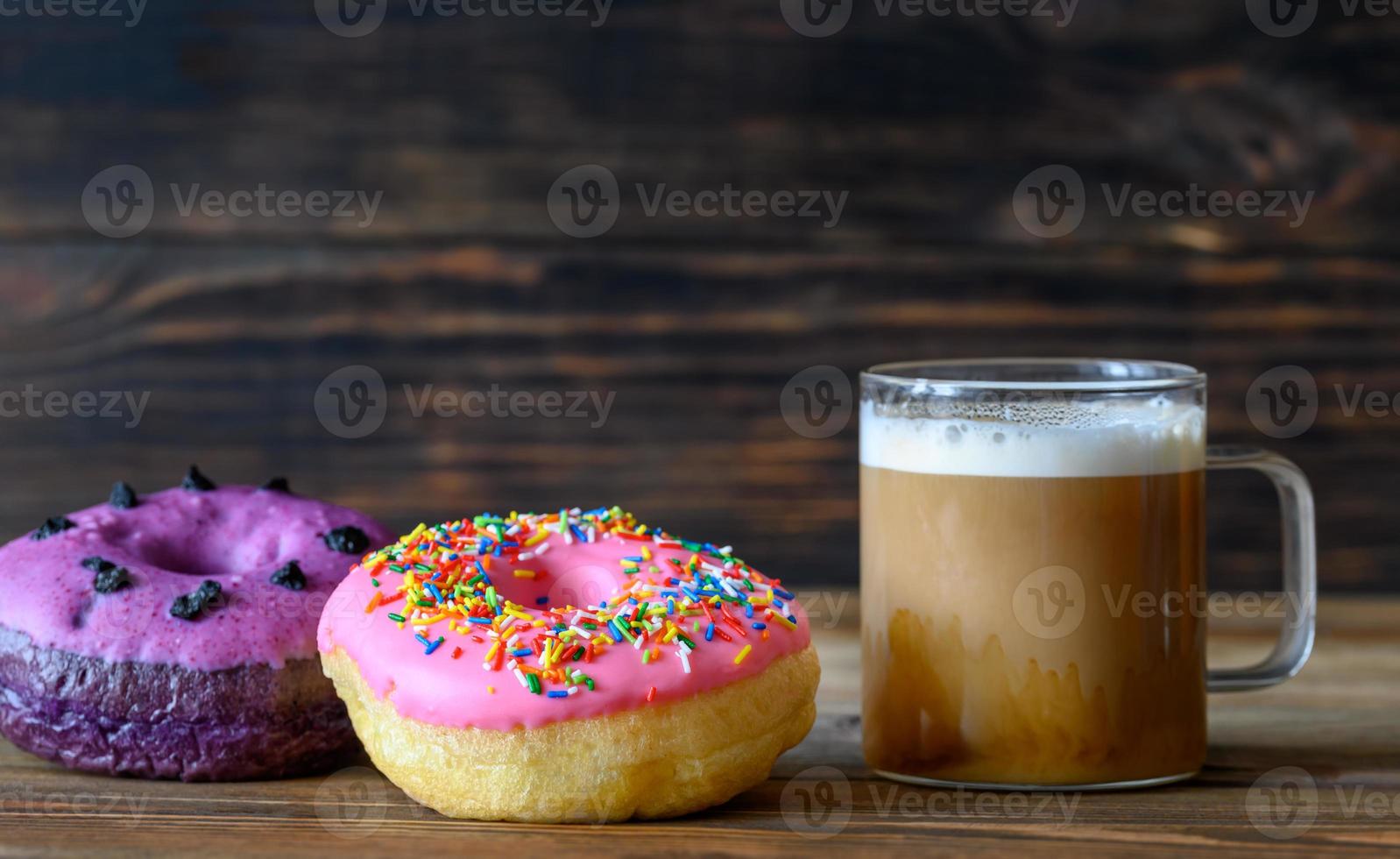 Donuts with a cup of coffee photo