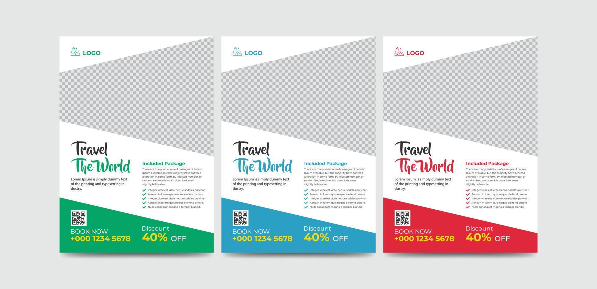 Modern travel flyer or poster design template. Editable tour poster template with brush stroke vector