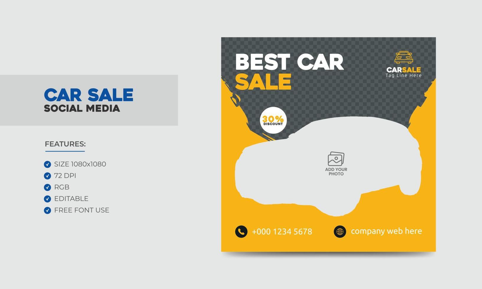 Car Sale Promotion Social Media Post Banner Design Template. Car Rental Service Social Media Ads Banner vector