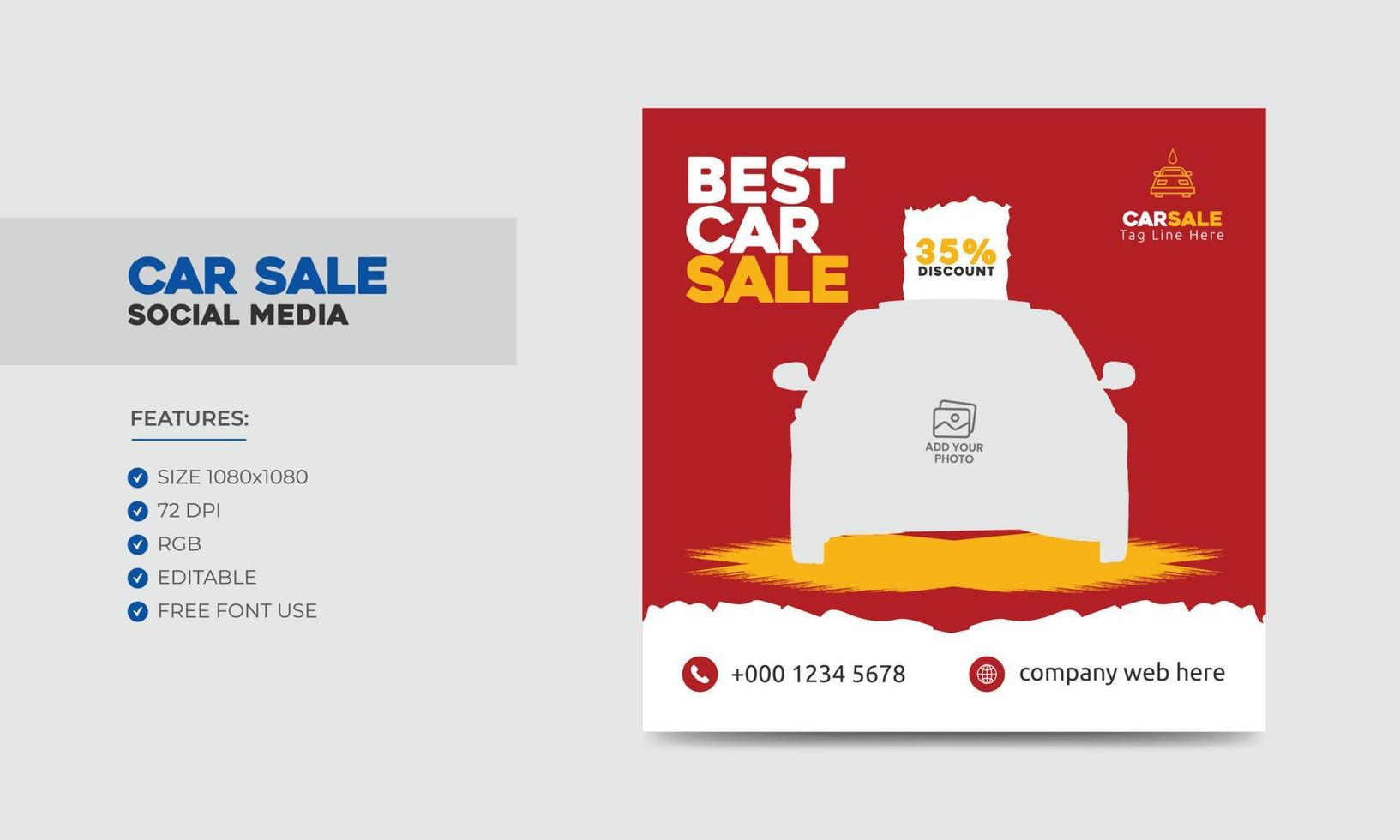 Car Sale Promotion Social Media Post Banner Design Template. Car Rental Service Social Media Ads Banner vector