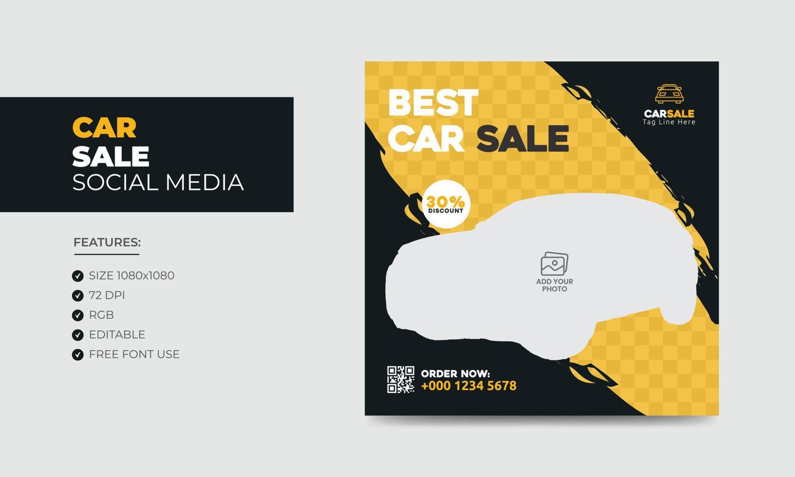 Car Sale Promotion Social Media Post Banner Design Template. Car Rental Service Social Media Ads Banner vector