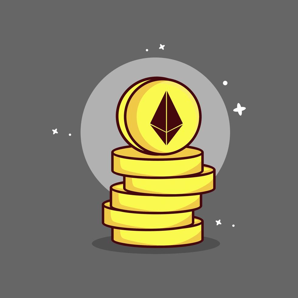 ilustración de icono plano criptográfico ethereum vector