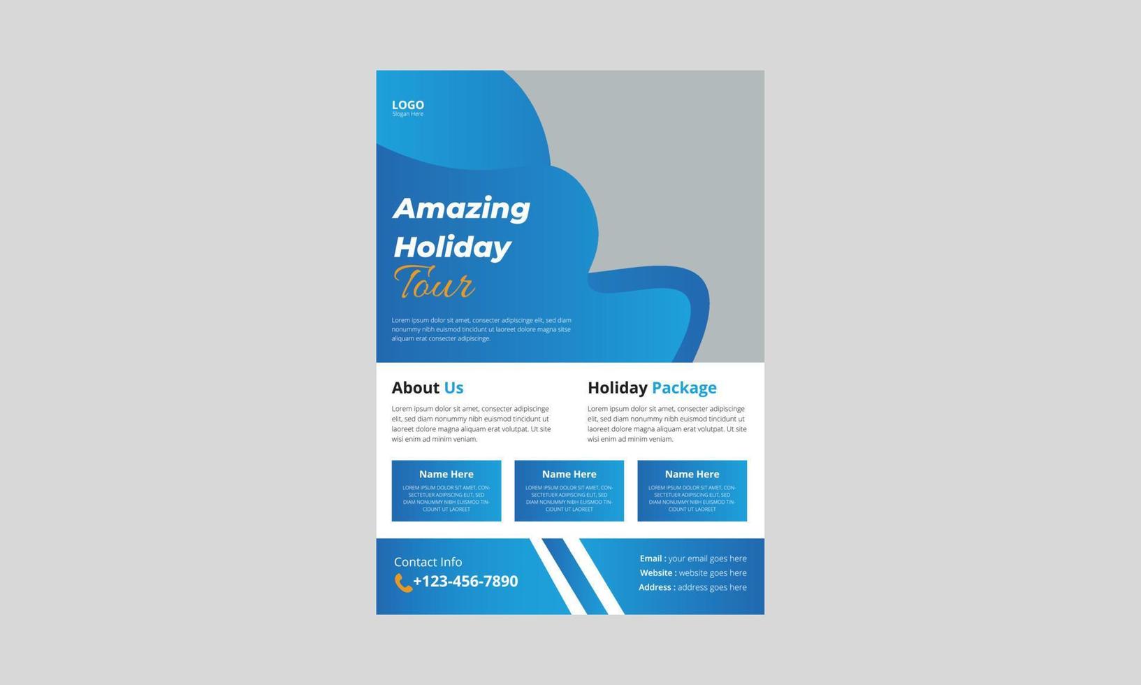 Holiday Travel Flyer Template Design, Summer travel and tourism flyer poster leaflet design, Adventure travel flyer, cover, flyer, poster, print-ready vector