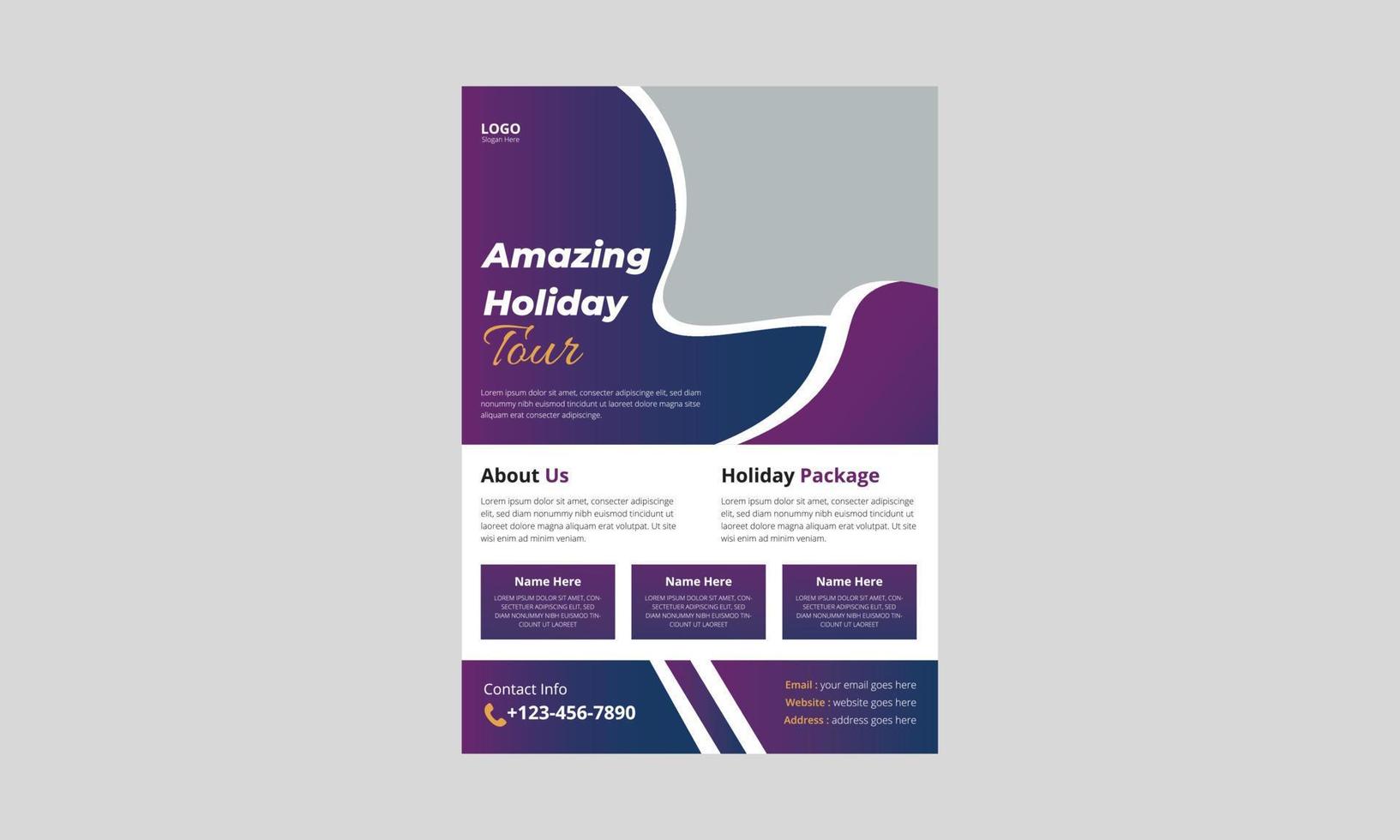 Holiday Travel Flyer Template Design, Summer travel and tourism flyer poster leaflet design, Adventure travel flyer, cover, flyer, poster, print-ready vector