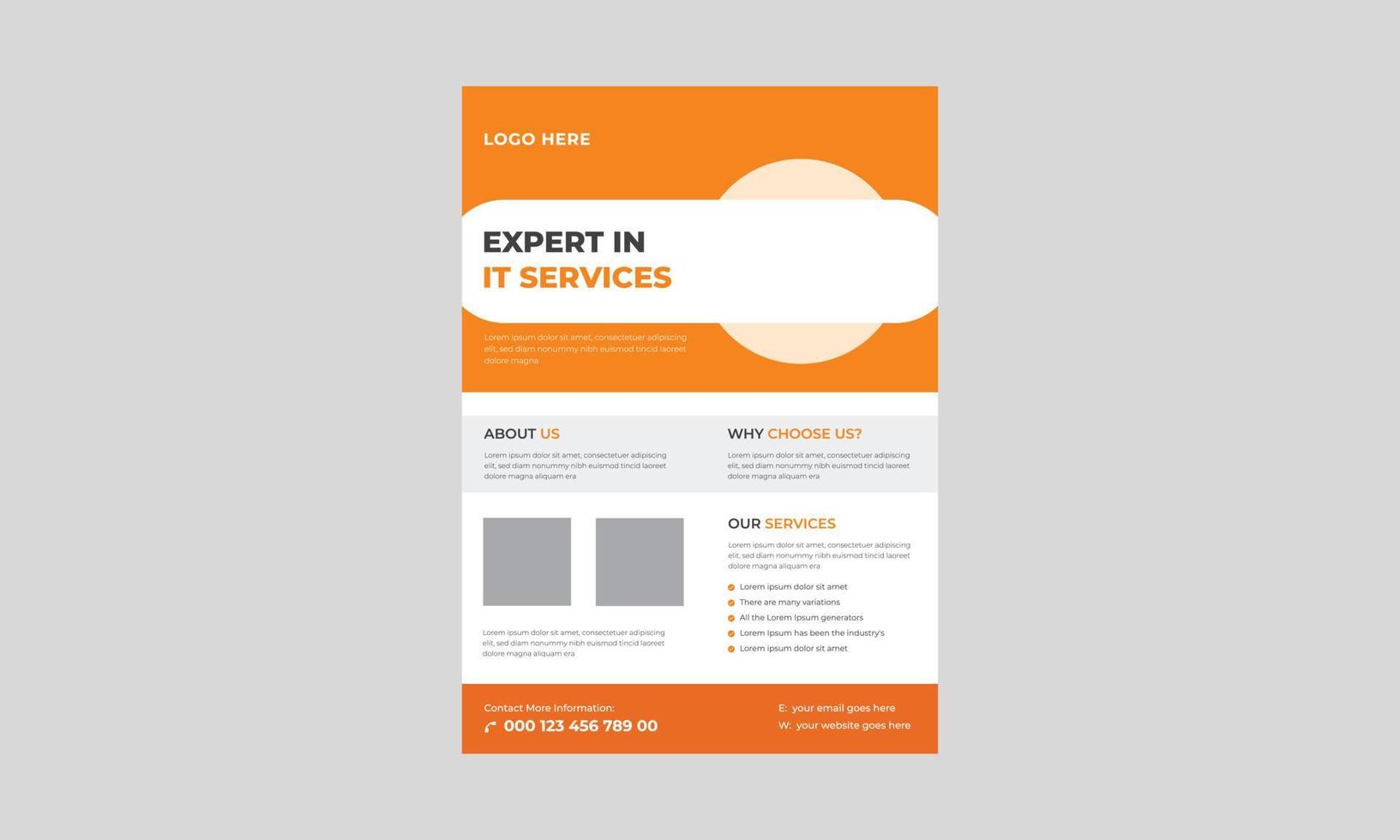 IT service and management flyer template, Tech Repair Center Flyer, Virtual IT service poster leaflet design. vector