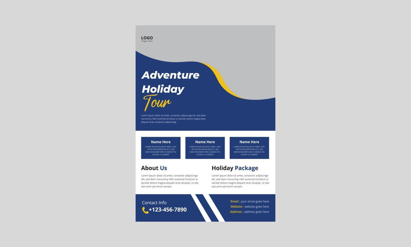 Holiday Travel Flyer Template Design, Summer travel and tourism flyer poster leaflet design, Adventure travel flyer, cover, flyer, poster, print-ready vector