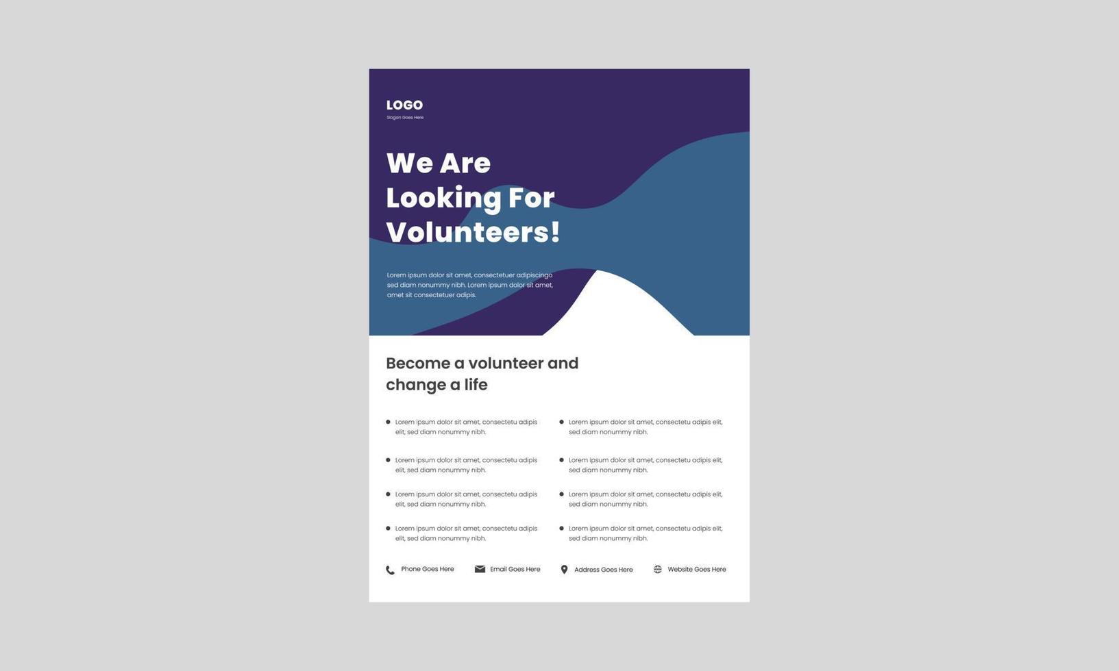 need a volunteer flyer design template. you can help join volunteer today poster, flyer, leaflet design. we are looking for volunteers flyer. vector