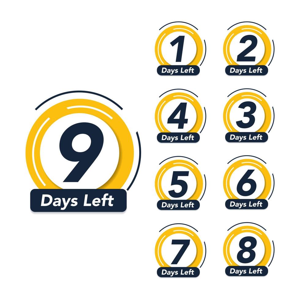Promotional banner with number of days left sign. Sale banner template background, vector illustration