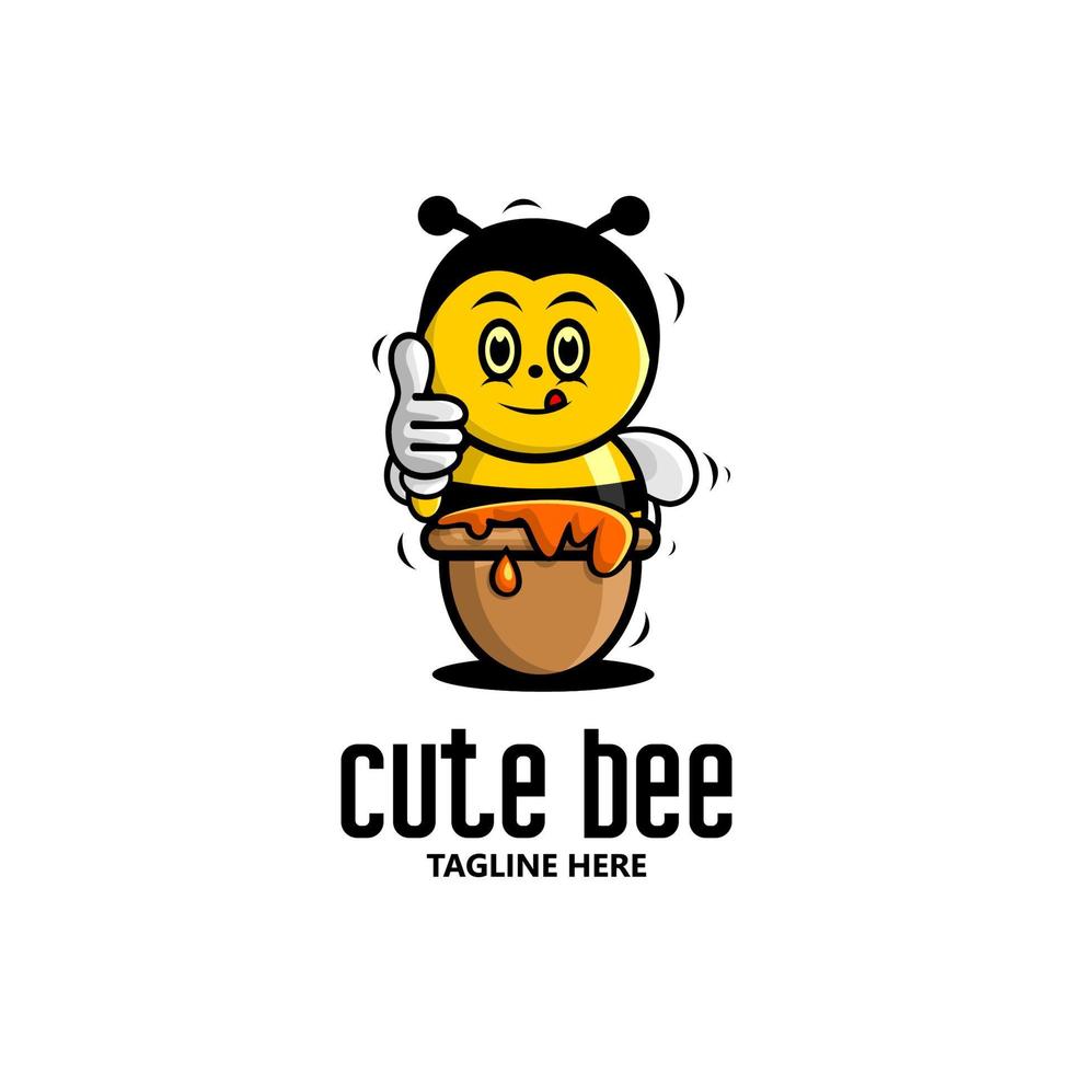 vector illustration of cartoon honey bee with thumb
