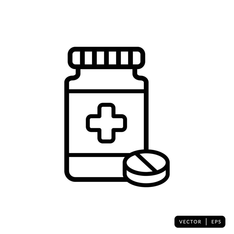 Medical Bottle Icon Vector - Sign or Symbol
