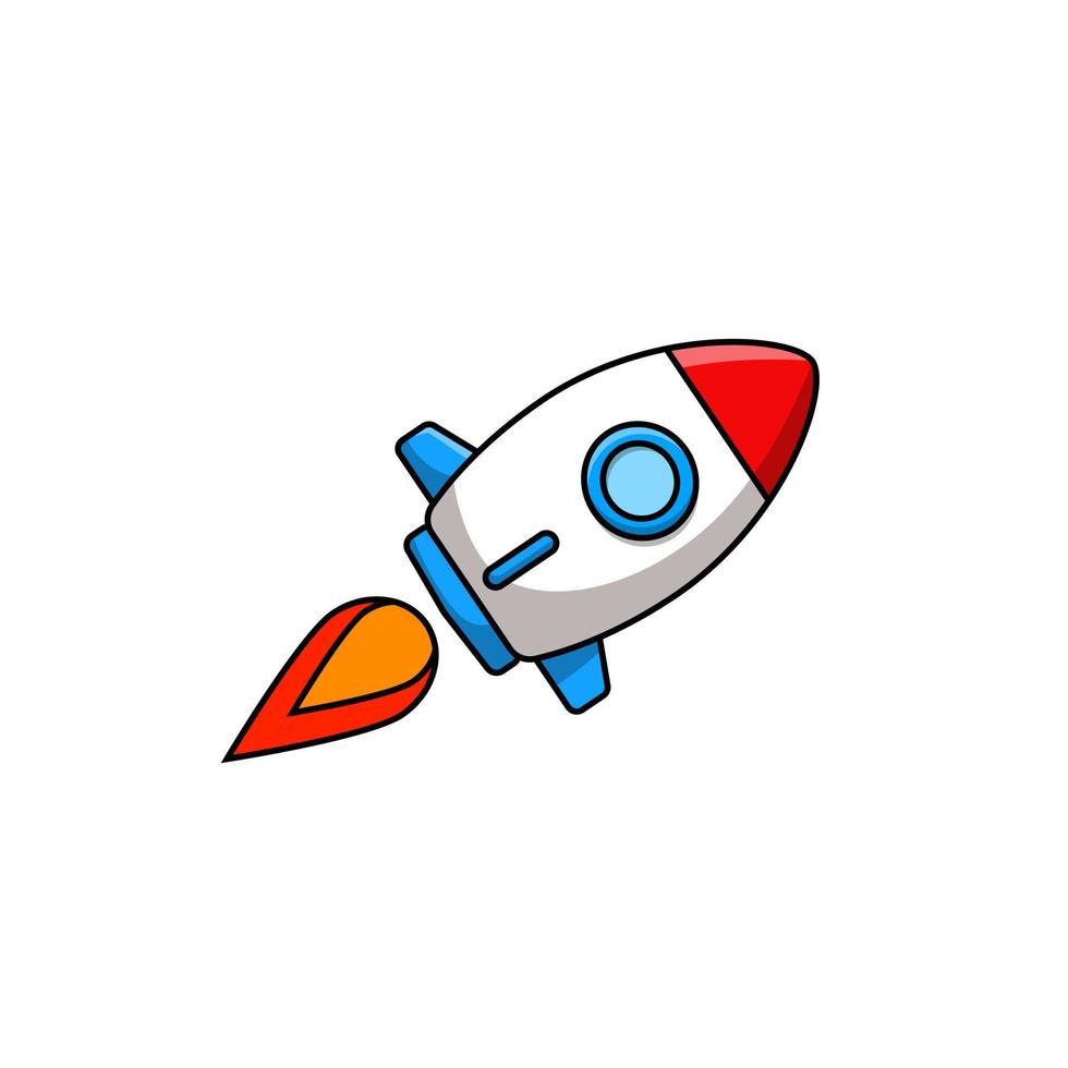 Cartoon rocket in flight.Vector illustration vector