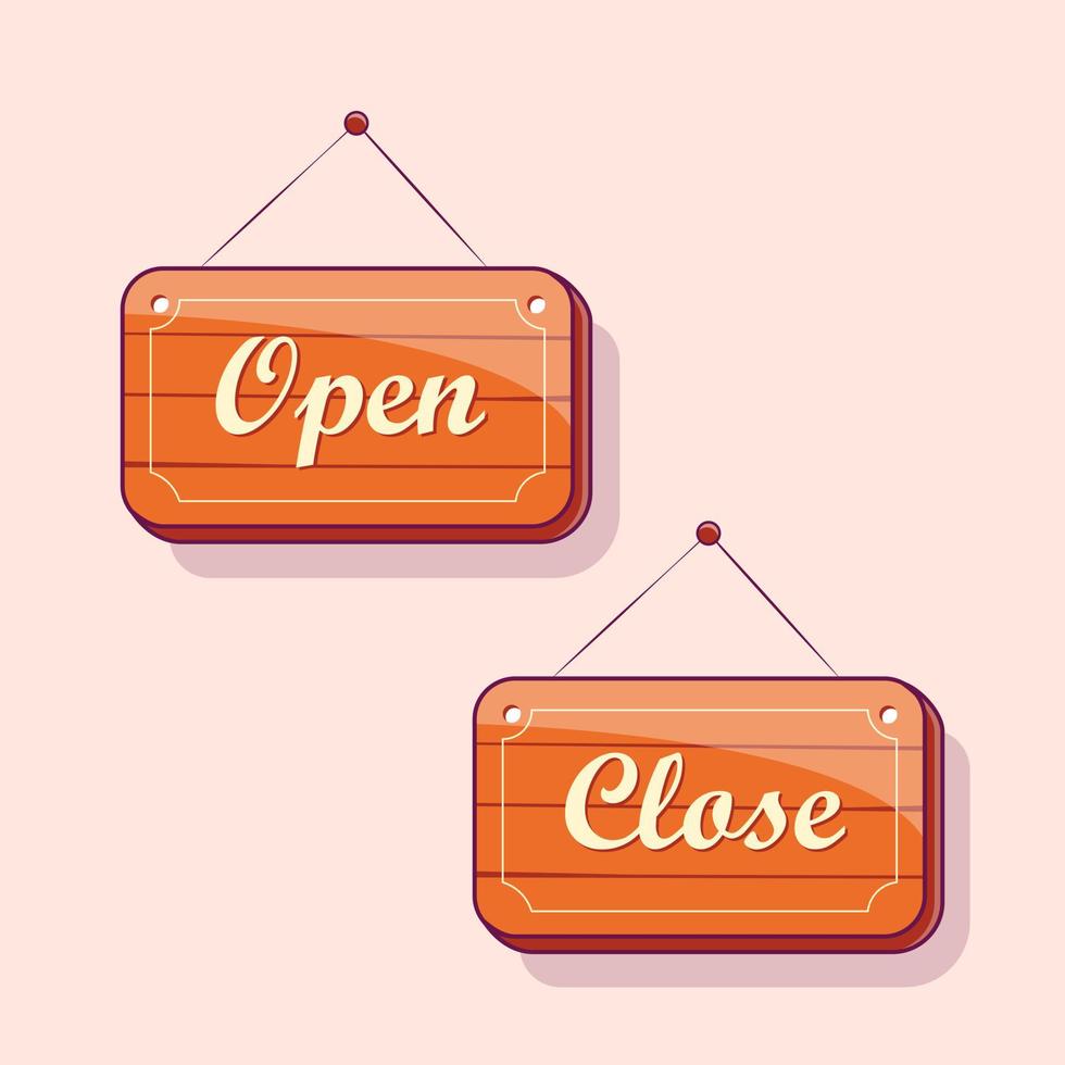 open and close sign board vector design