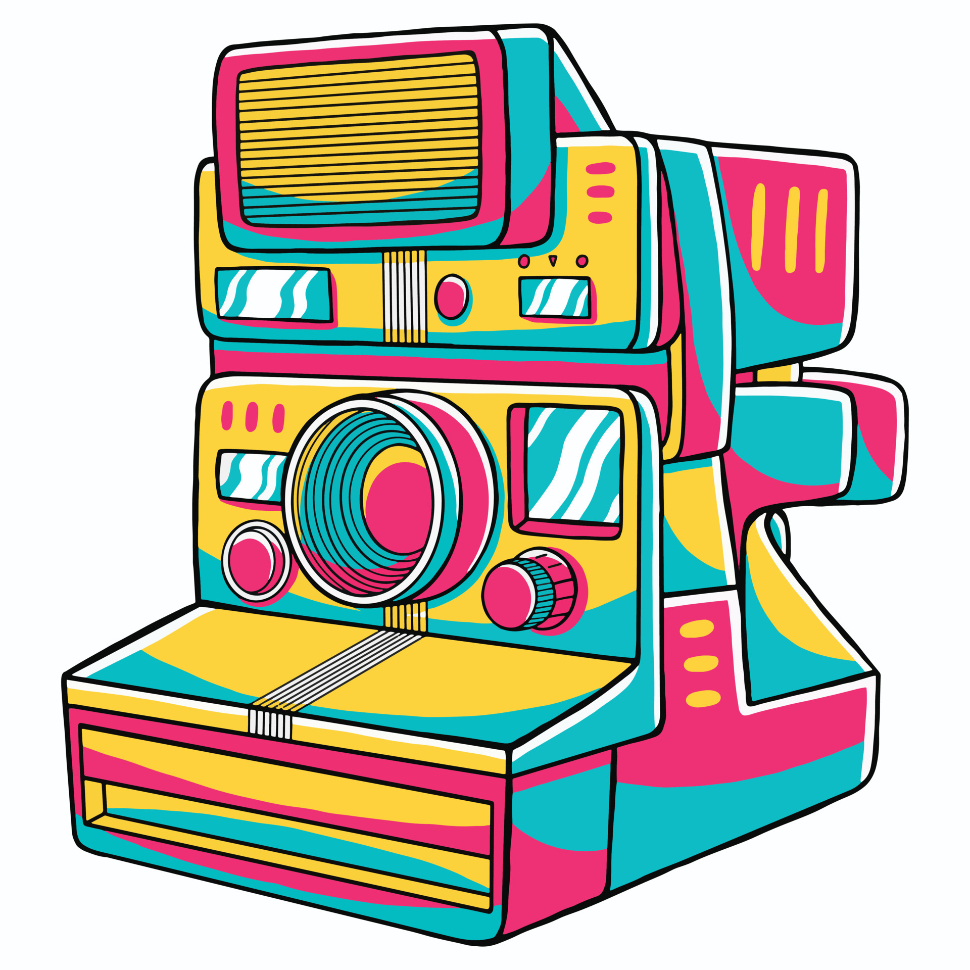 Draw a Vintage Polaroid Camera Icon Illustrator - Cgcreativeshop