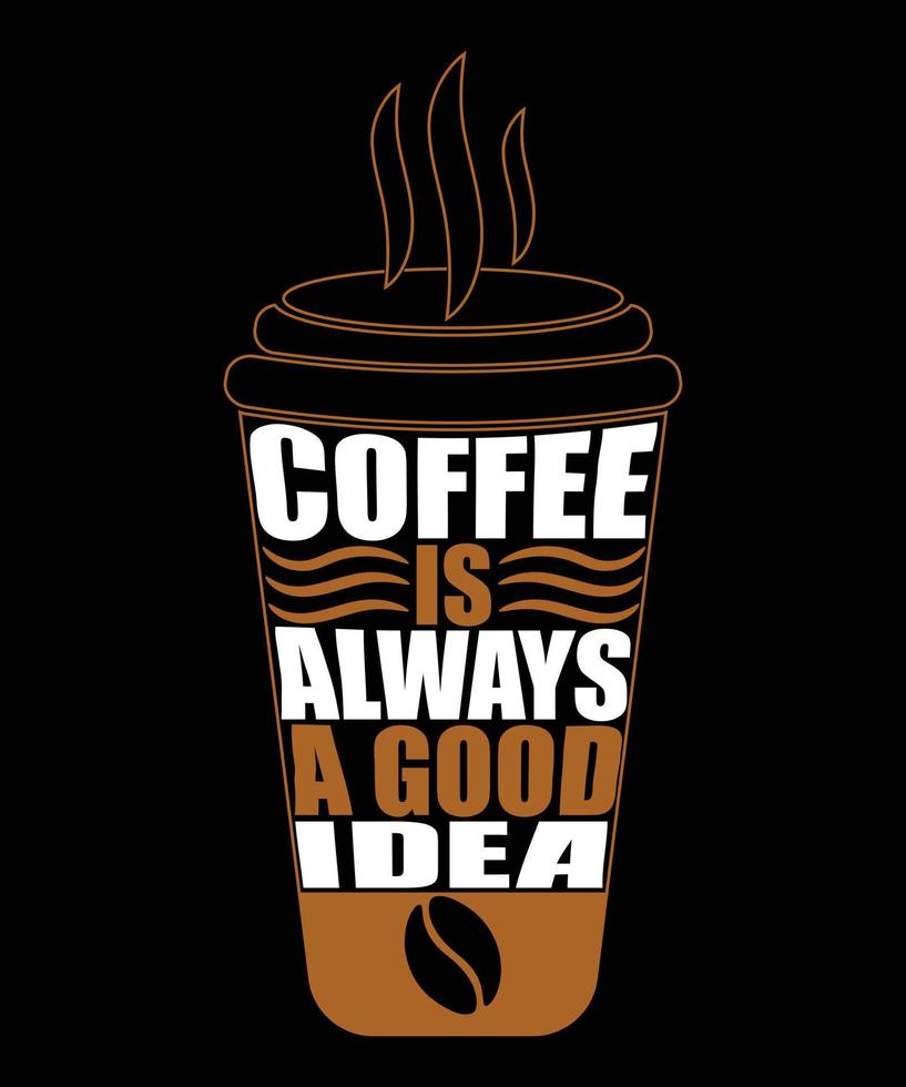 Coffee is always a good idea. Inspirational quote. Hand drawn vector t ...