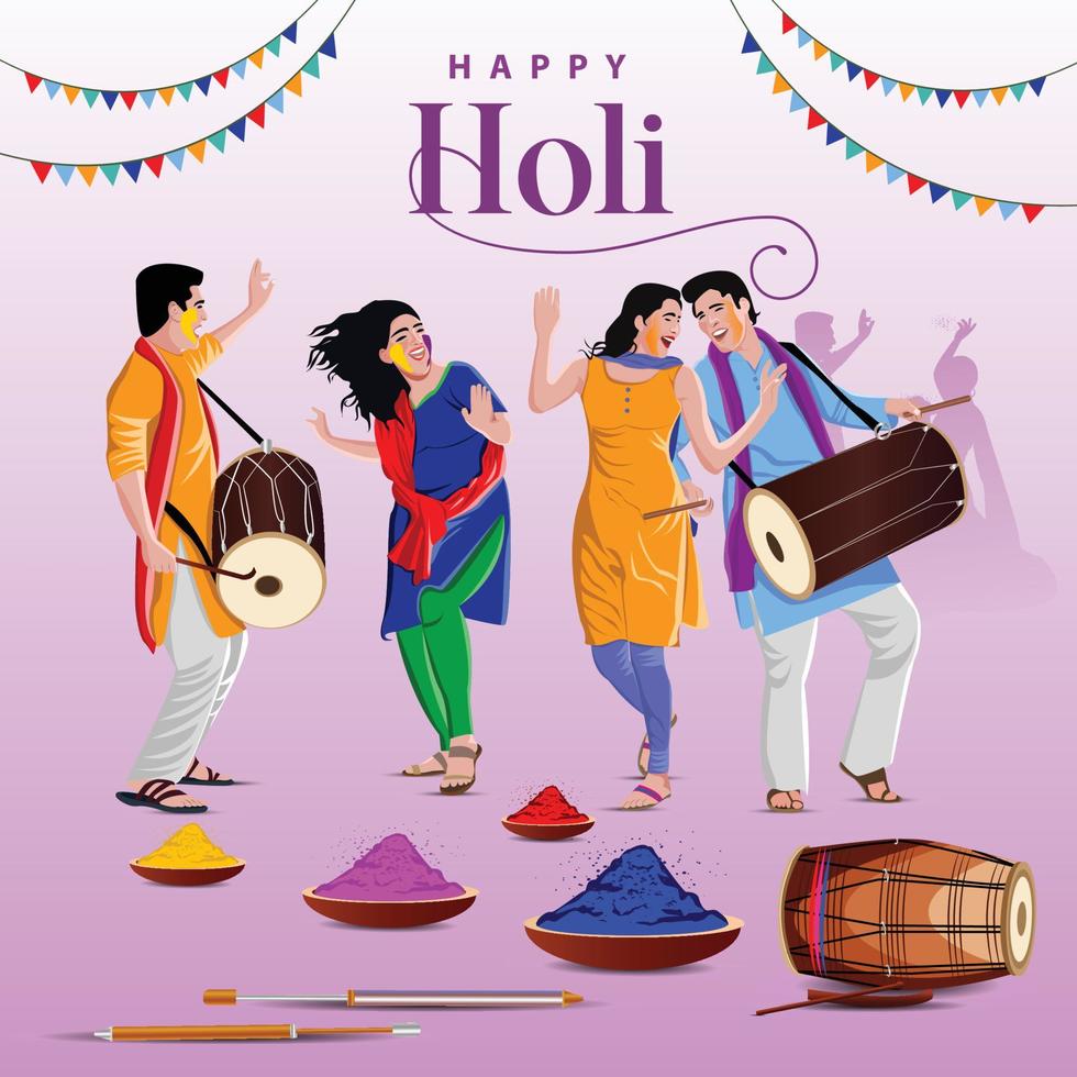 illustration of abstract colorful Happy Holi background card design for color festival of India celebration greetings vector