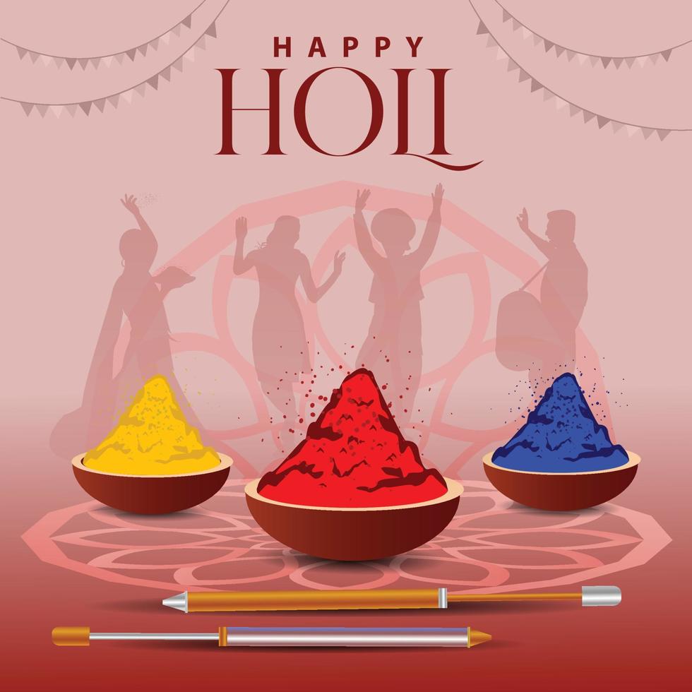 ilustración de diseño de tarjeta de fondo colorido abstracto feliz holi para saludos de celebración del festival de color de la india vector