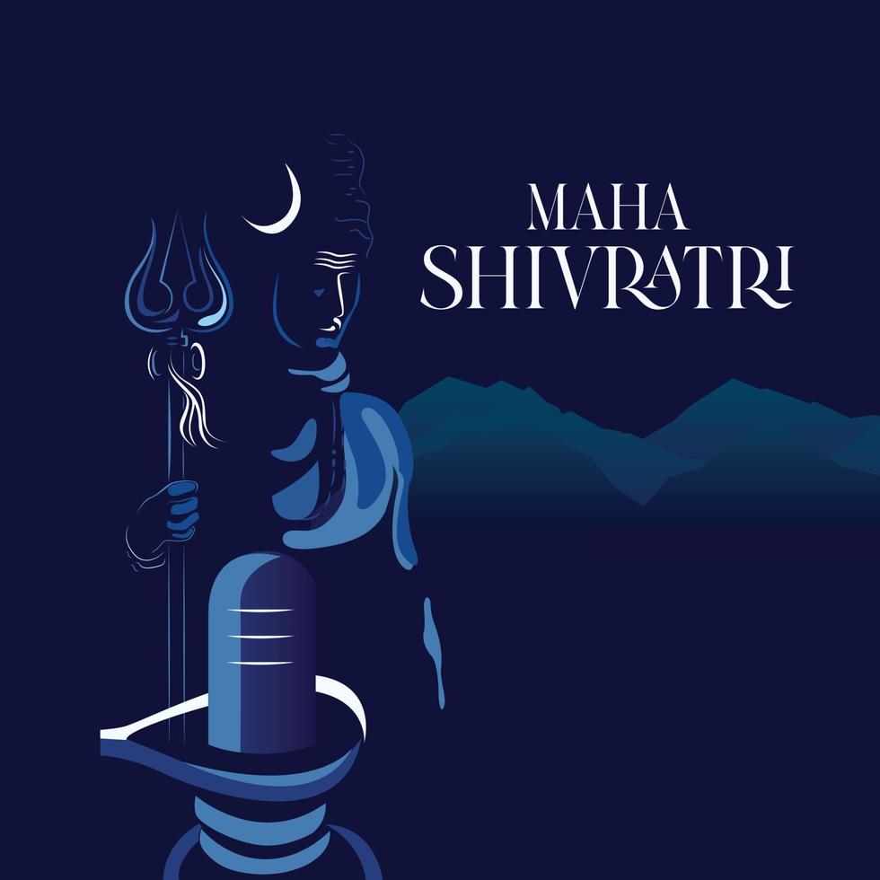 tarjeta de felicitación con lingam y decoración floral para maha shivratri, un festival hindú celebrado por el señor shiva. ilustración vectorial vector