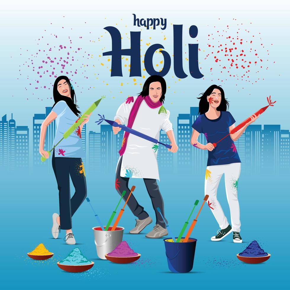 illustration of abstract colorful Happy Holi background card design for color festival of India celebration greetings vector