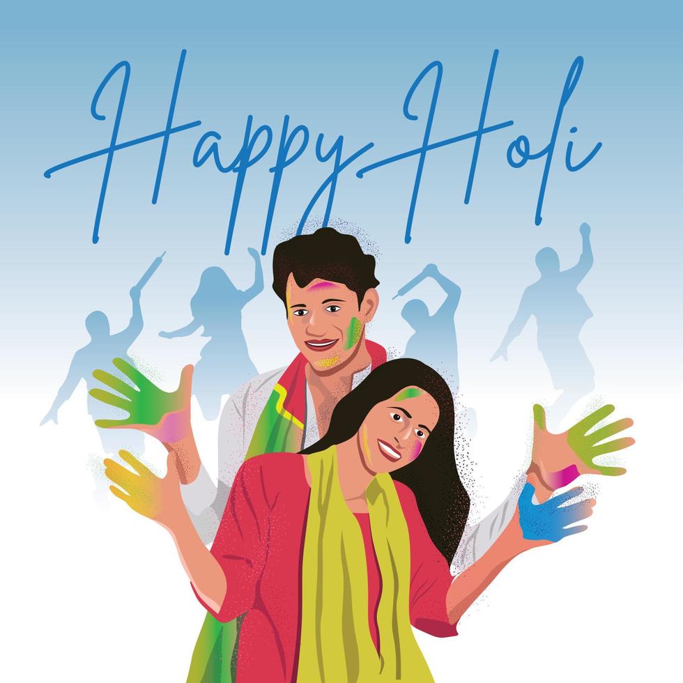 ilustración de diseño de tarjeta de fondo colorido abstracto feliz holi para saludos de celebración del festival de color de la india vector