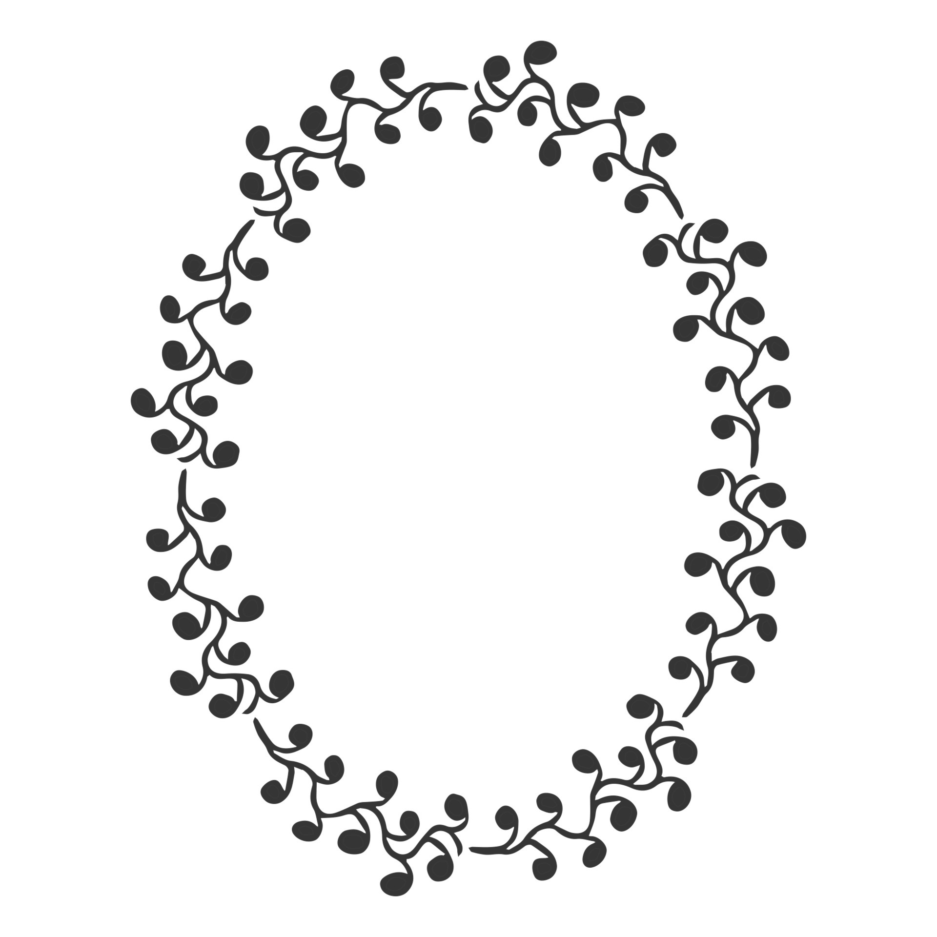 elegante marco floral ovalado, silueta de borde en estilo de garabato