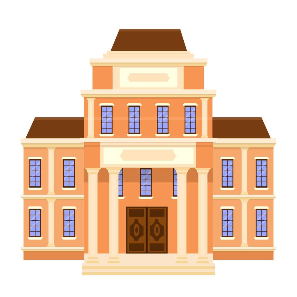 edificio del museo en diseño vectorial. arquitectura gráfica, lugar público, historia. decorado con columnata. antiguo palacio. ilustración geométrica. vector