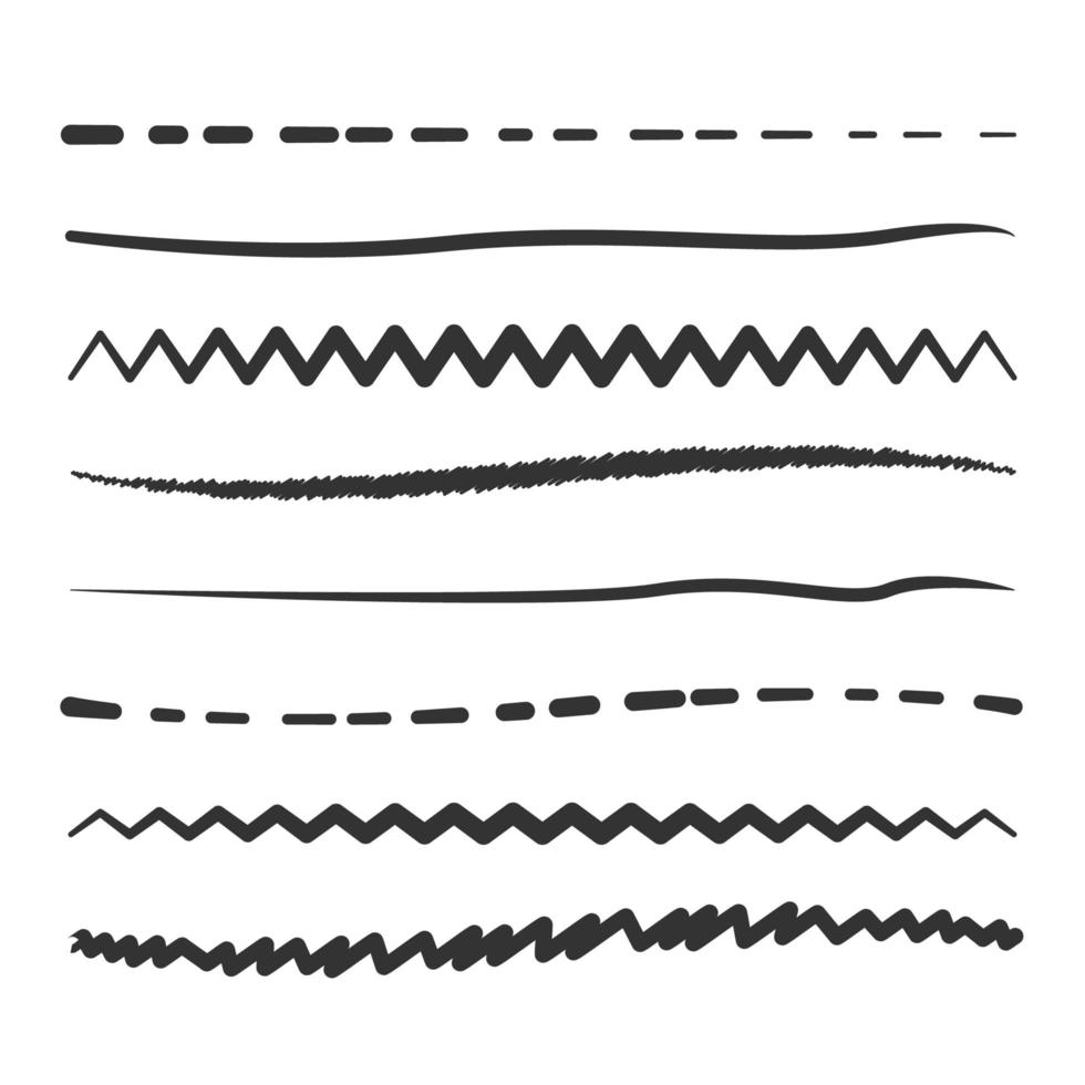 Hand drawn single lines collection in different styles. vector