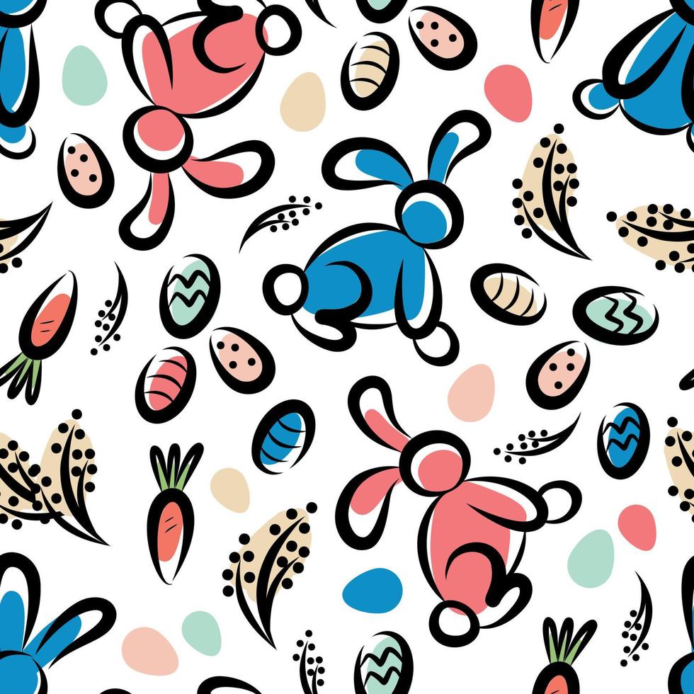 Pattern with bunnies and carrots for Easter vector