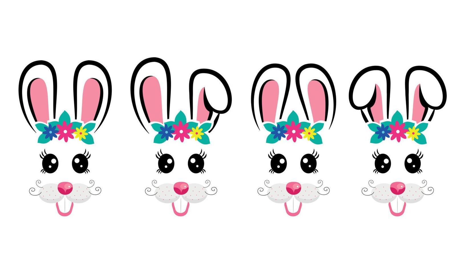 Collection of kawaii Easter bunnies. Easter Bunnies vector