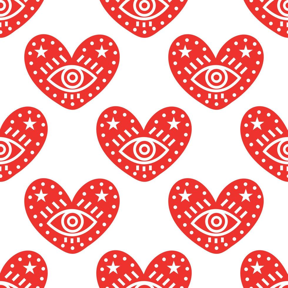 Seamless heart pattern decorated with an eye vector