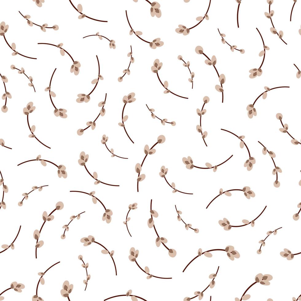 Willow twig seamless background. Easter pattern. Vector illustration
