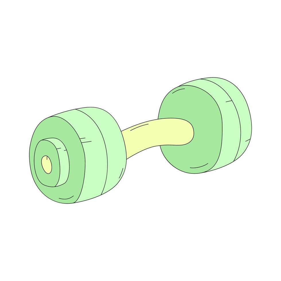 Cartoon dumbbell for fitness training. Colorful vector illustration isolated on white background. Symbol of workout