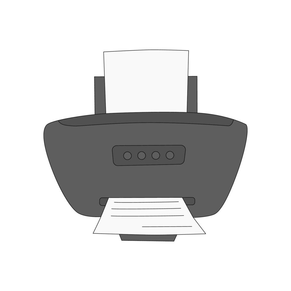 Cartoon vector illustration of printer isolated on a white background. Office equipment. Symbol of print service