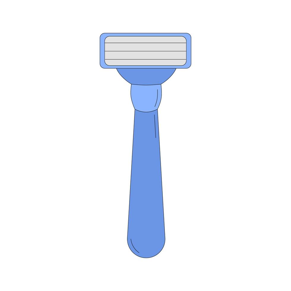Ilustración de vector de maquinilla de afeitar de seguridad aislado sobre fondo blanco. máquina de afeitar moderna en estilo de dibujos animados. símbolo de depilación